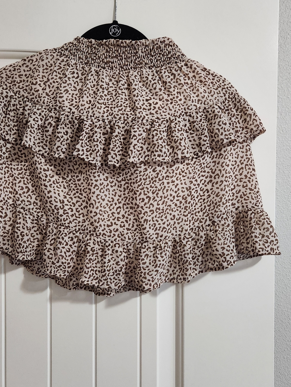 Altar'd State Cream Leopard Ruffle Mini Skirt - Picture 2 of 3